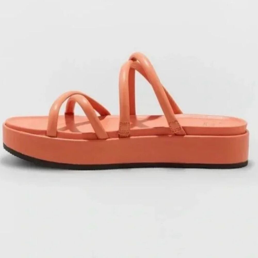 Women's Dory Platform Heel Strappy Sandals A New Day Apricot Orange Casual New - Picture 2 of 5